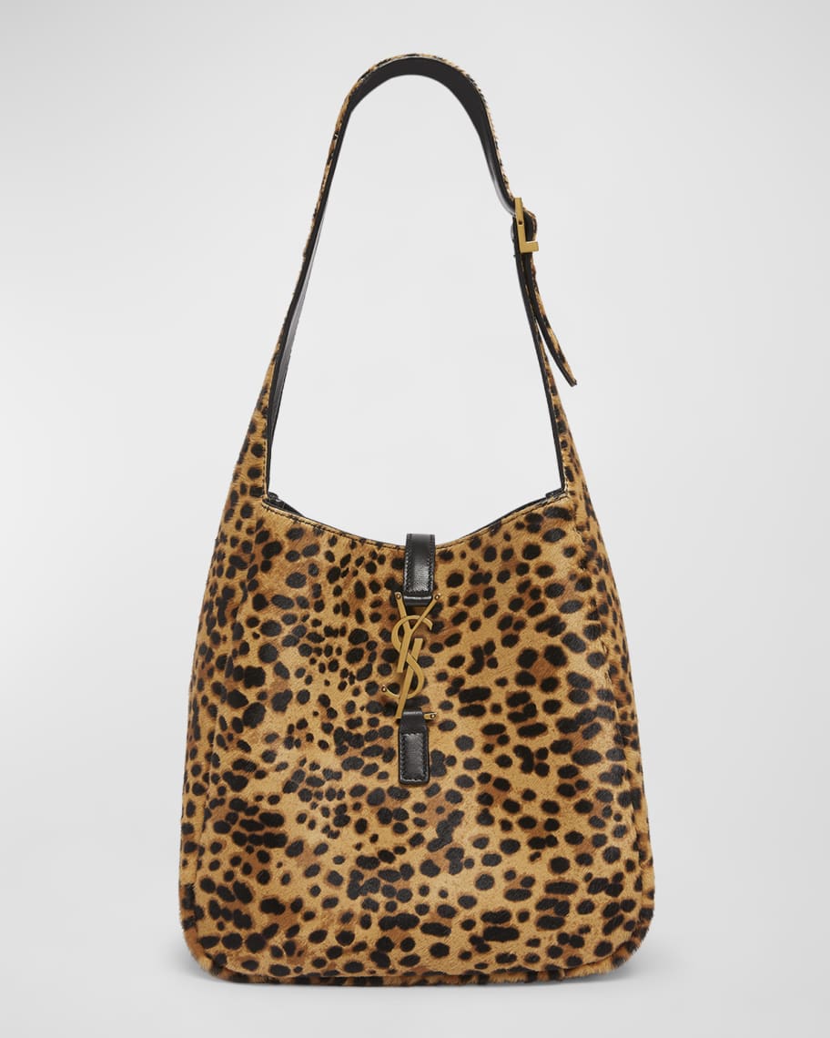 Le 5 a 7 Small Ysl Hobo Bag in Leopard-Print Calf Hair