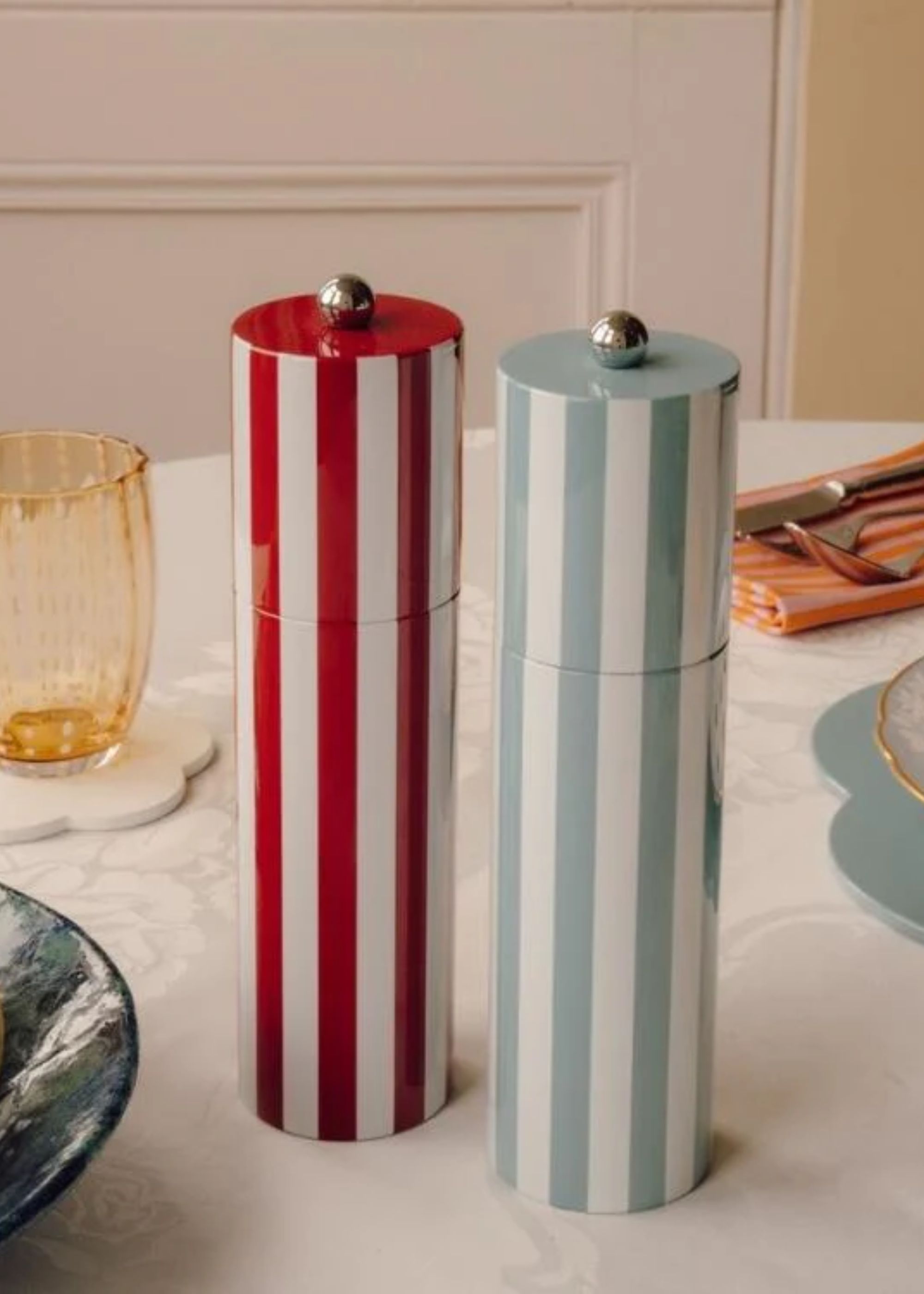 Addison Ross Ltd UK, Burgundy Striped Column Salt or Pepper Mill