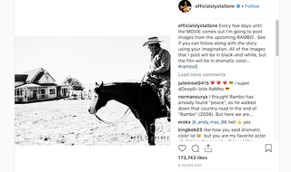 Stallone shares a Rambo V image of him on a horse