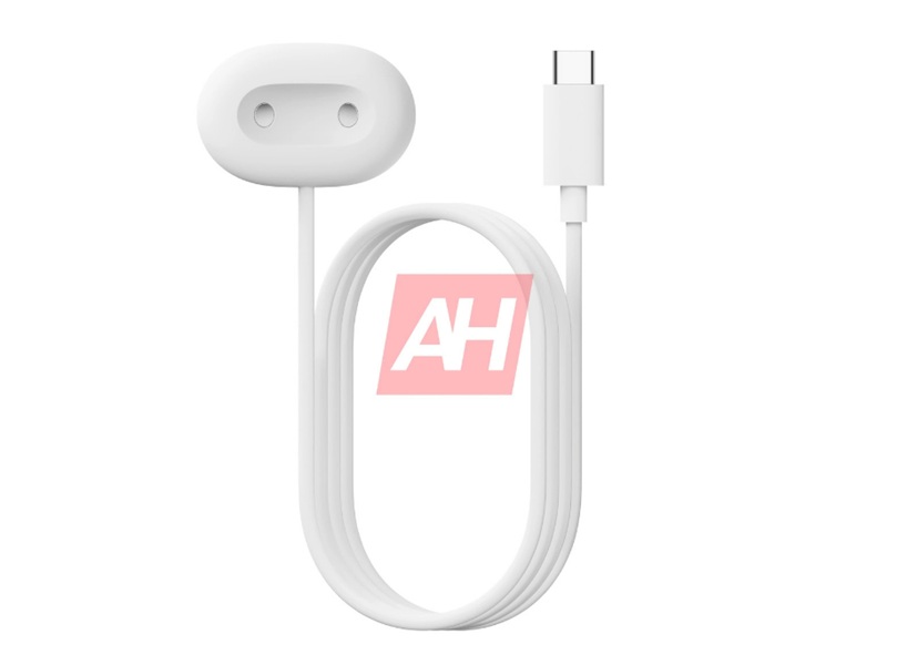 A leaked render of the Pixel Watch 4's alleged charging dock, which will hold the device from its side, instead of flat on its back.