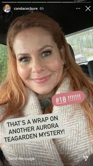 Candace Cameron Bure shares set photos from Aurora Teagrden 18 on her Instagram Story.