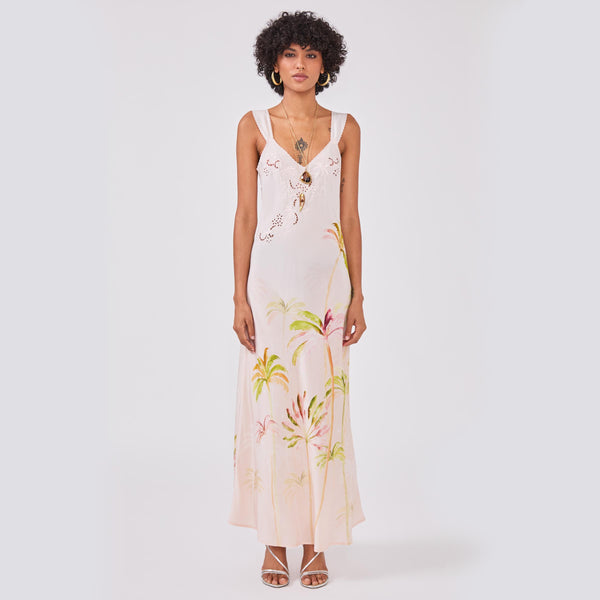 Palmera Silk Slip Dress Pink