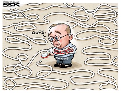Political Cartoon U.S. Mulvaney Quid Pro Quo