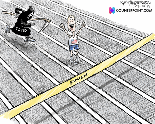 Editorial Cartoon U.S. covid finish line
