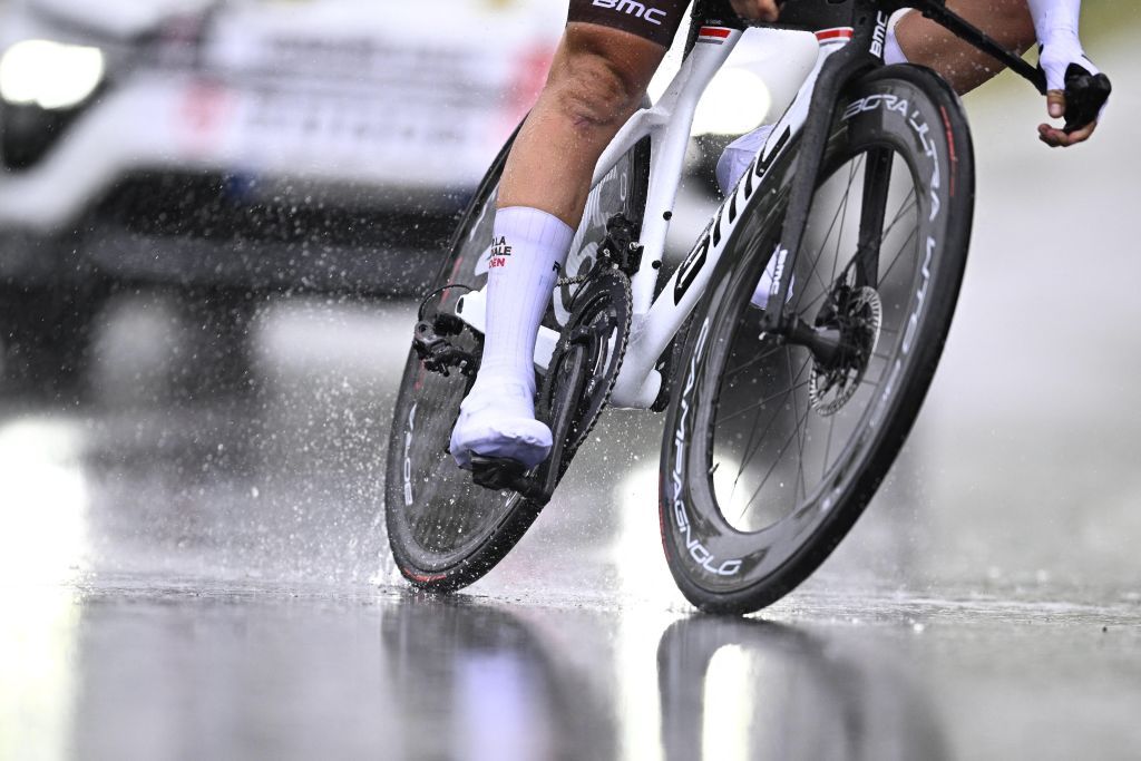 Riders competing in a individual time trial on stage 9 of the 2023 Giro d'Italia