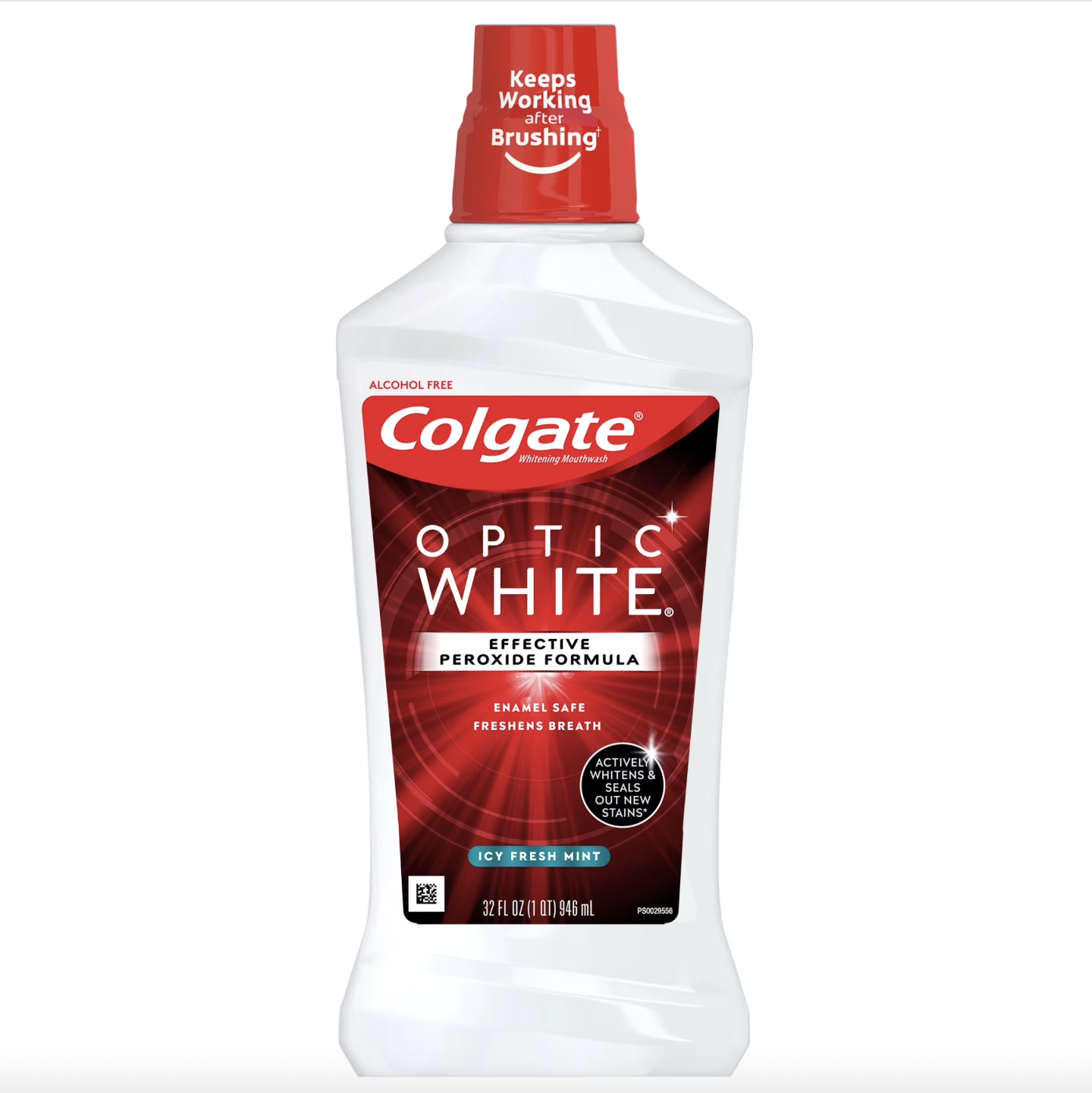 Colgate Optic White Advanced Teeth Whitening Mouthwash, 3 Pack, 2% Hydrogen Peroxide, Alcohol-Free and Enamel Safe, Icy Fresh Mint, 32 Oz