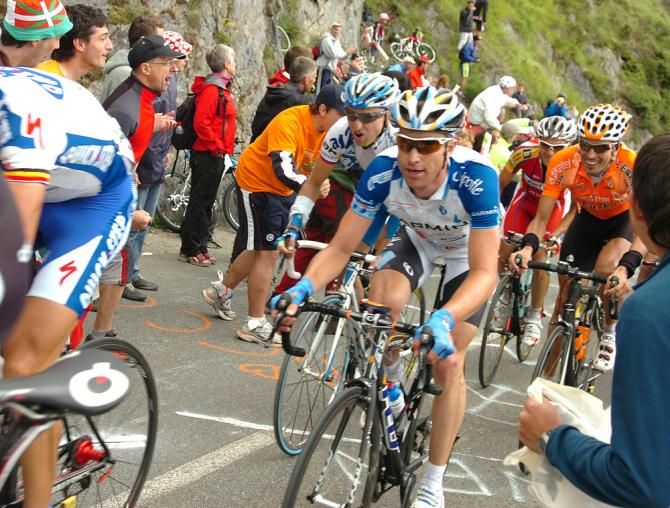 Christian Vande Velde in action during stage 9 the 2008 Tour de France where he would ultimately place a career best 4th overall