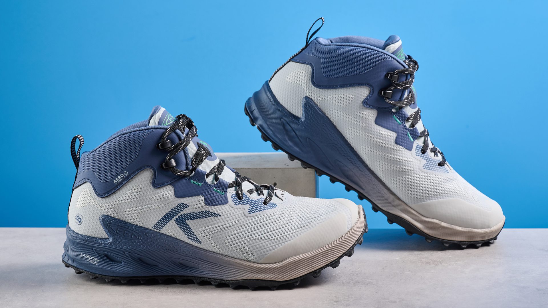 A pair of Keen Zionic NXT Mid Waterproof hiking boots
