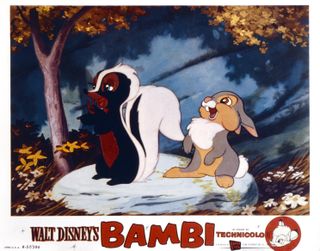Bambi, US lobbycard, from left: Flower, Thumper, 1942.