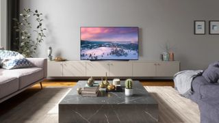 The LG CS OLED TV displayed in a living room
