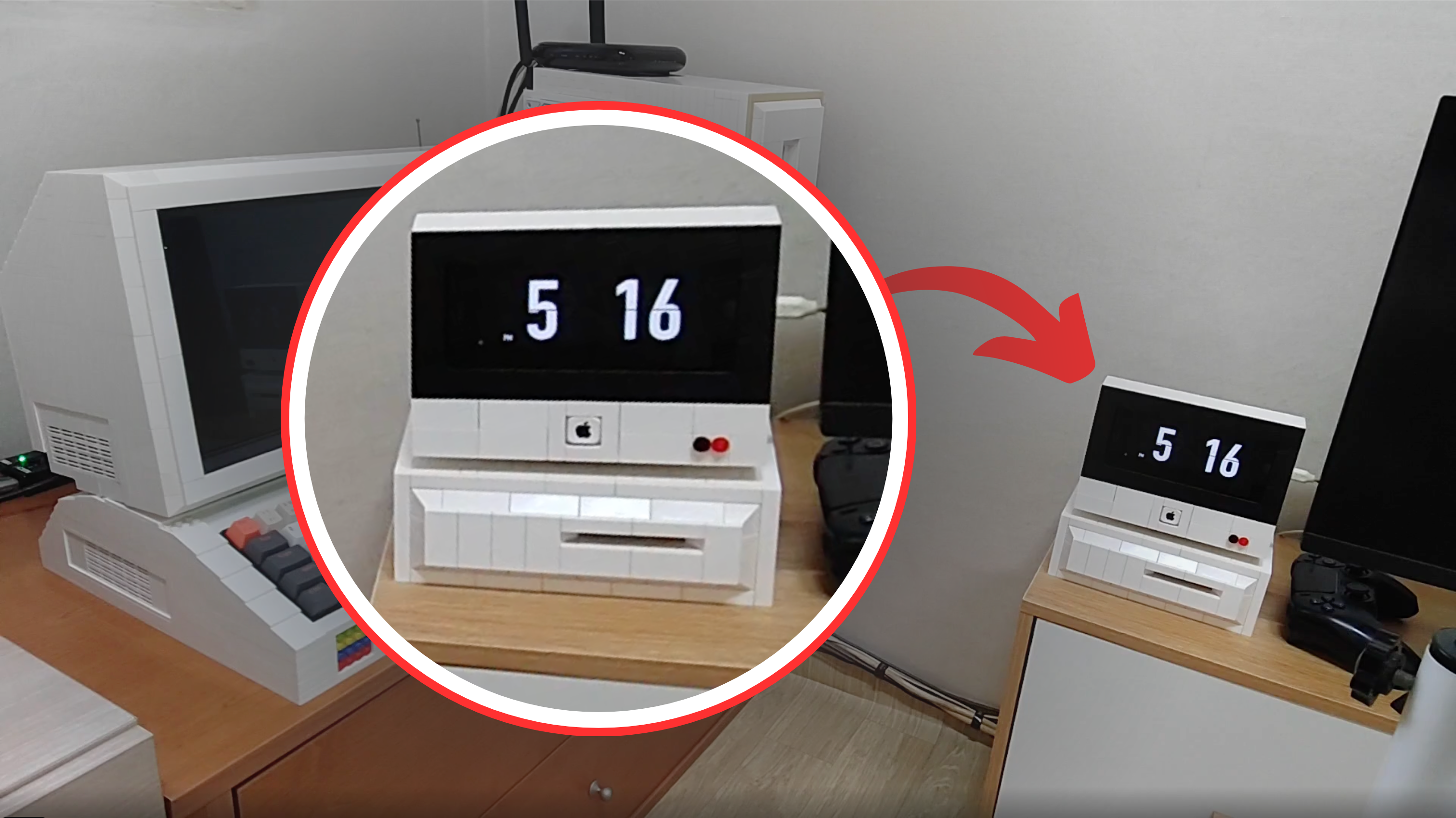 iPhone-powered desk clock — custom built from Lego