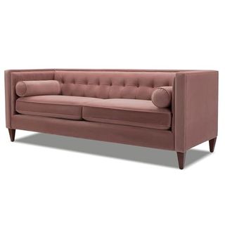 Jennifer Taylor Home Jack 84" Modern Tuxedo Tufted Sofa, Ash Rose Pink Velvet