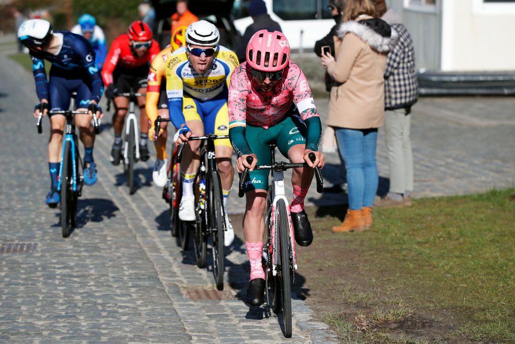 NINOVE BELGIUM FEBRUARY 26 Ben Healy of Ireland and Team EF Education Easypost competes during the 77th Omloop Het Nieuwsblad 2022 Mens Race a 2042km race from Ghent to Ninove OHN22 FlandersClassic WorldTour on February 26 2022 in Ninove Belgium Photo by Bas CzerwinskiGetty Images