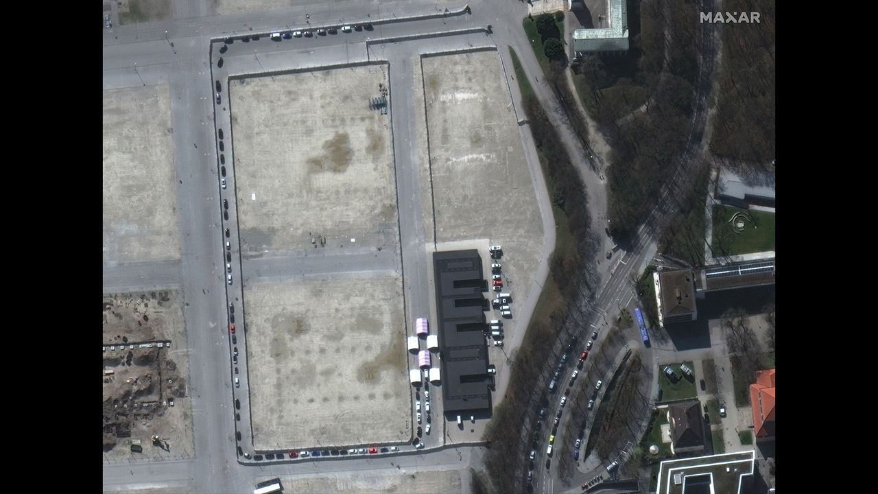 A closeup of the coronavirus testing facility in Munich.