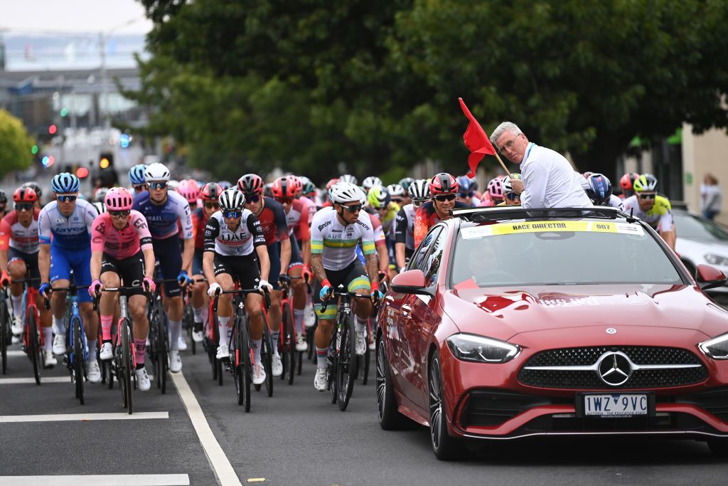 GEELONG AUSTRALIA JANUARY 29 Scott Sunderland of Australia race director during the 7th Cadel Evans Great Ocean Road Race 2023 Mens Elite a 1743km one day race from Geelong to Geelong CadelRoadRace on January 29 2023 in Geelong Australia Photo by Tim de WaeleGetty Images