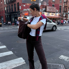 woman wearing brown maroon color trend fall 2025