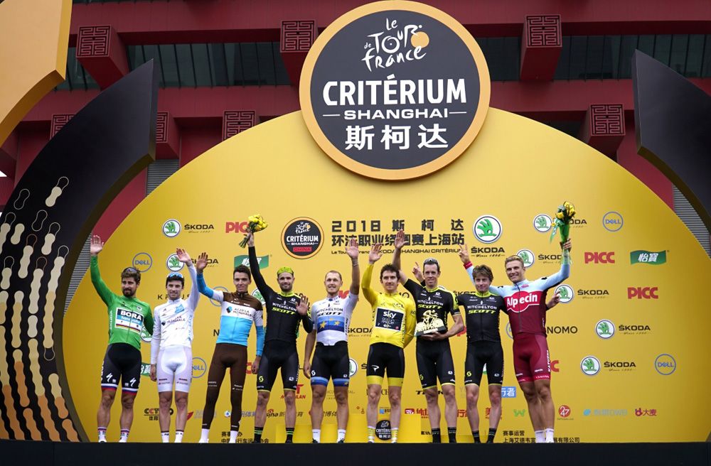 The final podium of the 2018 Shanghai Criterium