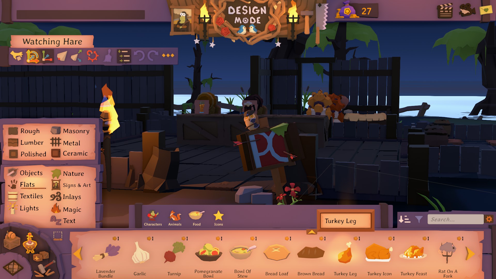 Several images showing off the decor builder in Tavern Keeper.