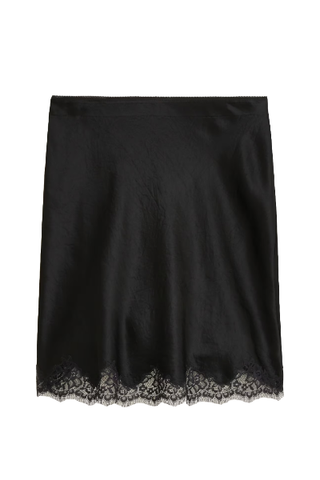 J.Crew Gwen Lace-Trim Slip Skirt in Textured Satin