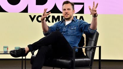 Mike Kriegman, head of Anthropic Labs and Artifact co-founder, pictured on stage during a fireside chat at Vox Media's 2023 Code Conference.