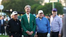 (L to R) Gary Player, Fred Ridley, Jack Nicklaus and Tom Watson before the 2025 Masters begins