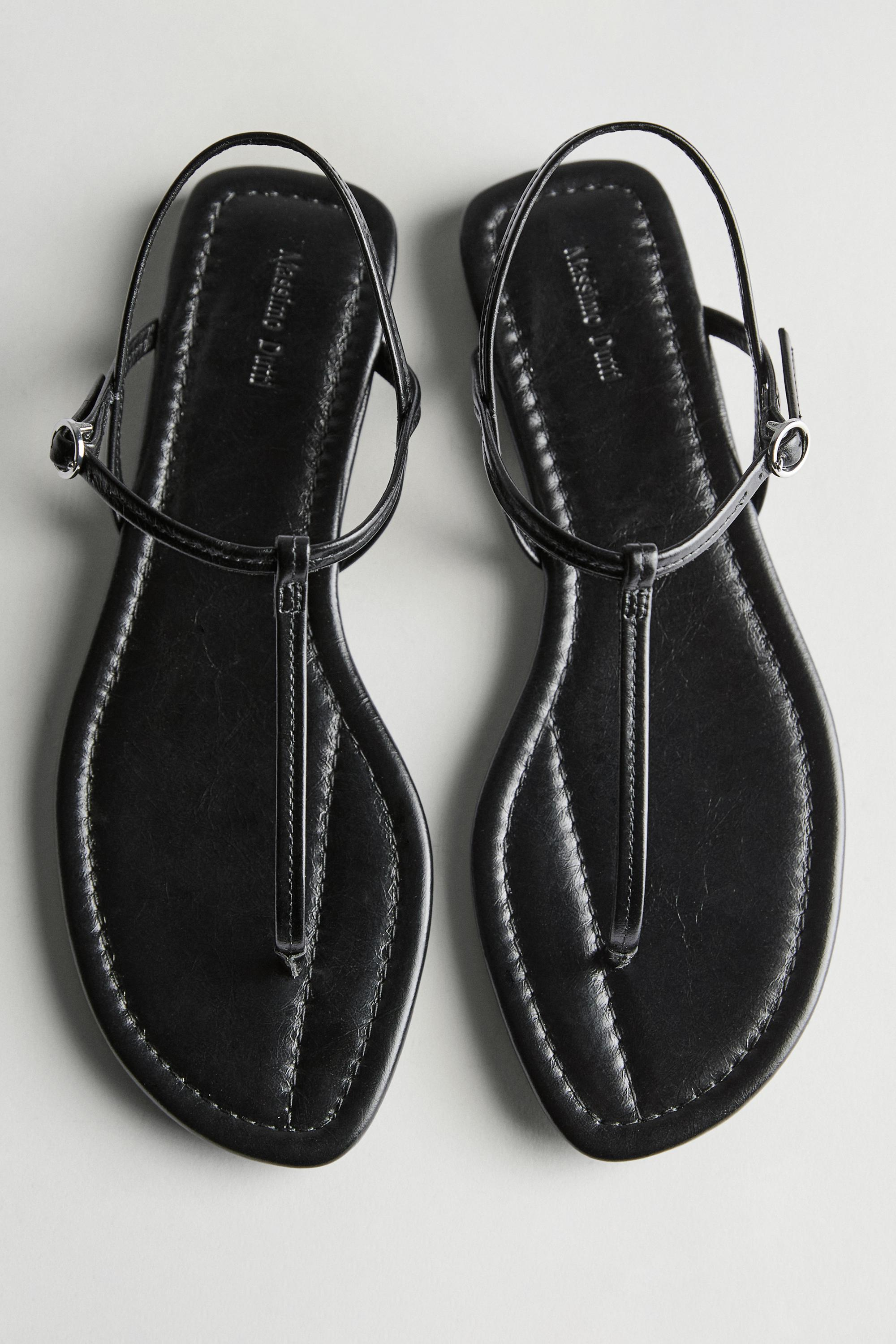 Massimo Dutti, Strappy Flat Sandals With Toe Divider