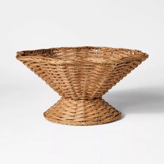 Woven bowl Wavy Rim with Pedestal Base 