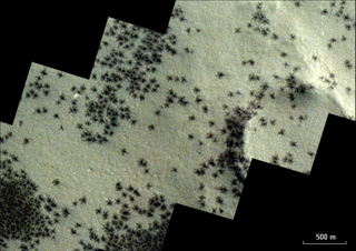 Black 'spiders' spotted in 2020 by ESA's ExoMars Trace Gas Orbiter