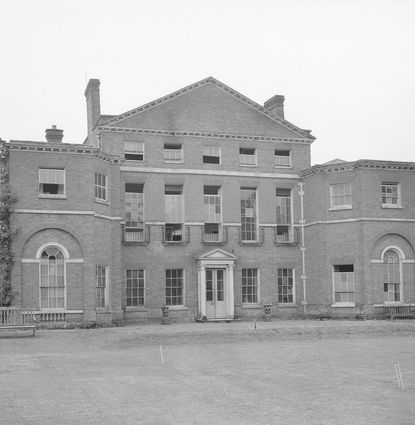 A black and white photo of the exterior of Royal Lodge Windsor