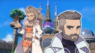 The two pokemon professors outside of the academy