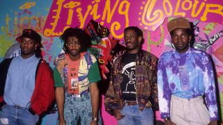 Living Colour at a signing session for Time's Up in 1990
