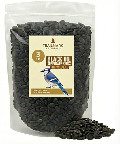Trailmark Naturals - 3 Lb Black Oil Sunflower Seeds for Birds &amp;ndash; Premium Wildlife &amp;amp; Bird Food &amp;ndash; Grown in Usa - Non-Gmo - Black Oil Sunflower Seeds for Wild Birds and Backyard Feeders