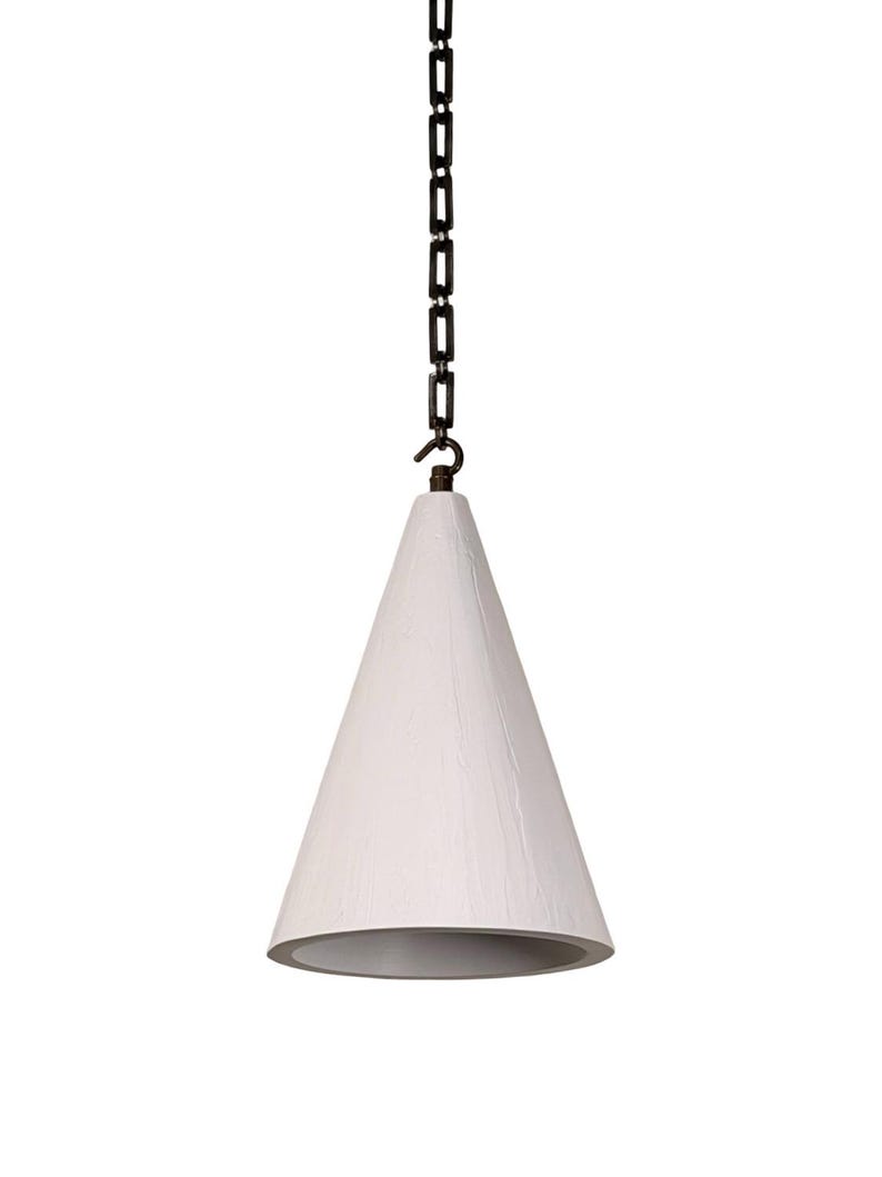 Small Handmade Textured Plaster Cone Pendant Light, Minimalist Hanging Lamp