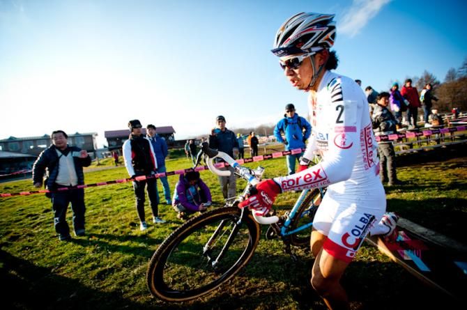 Japanese national cyclo-cross champion Yu Takenouchi (Colba-Superano Ham) in action