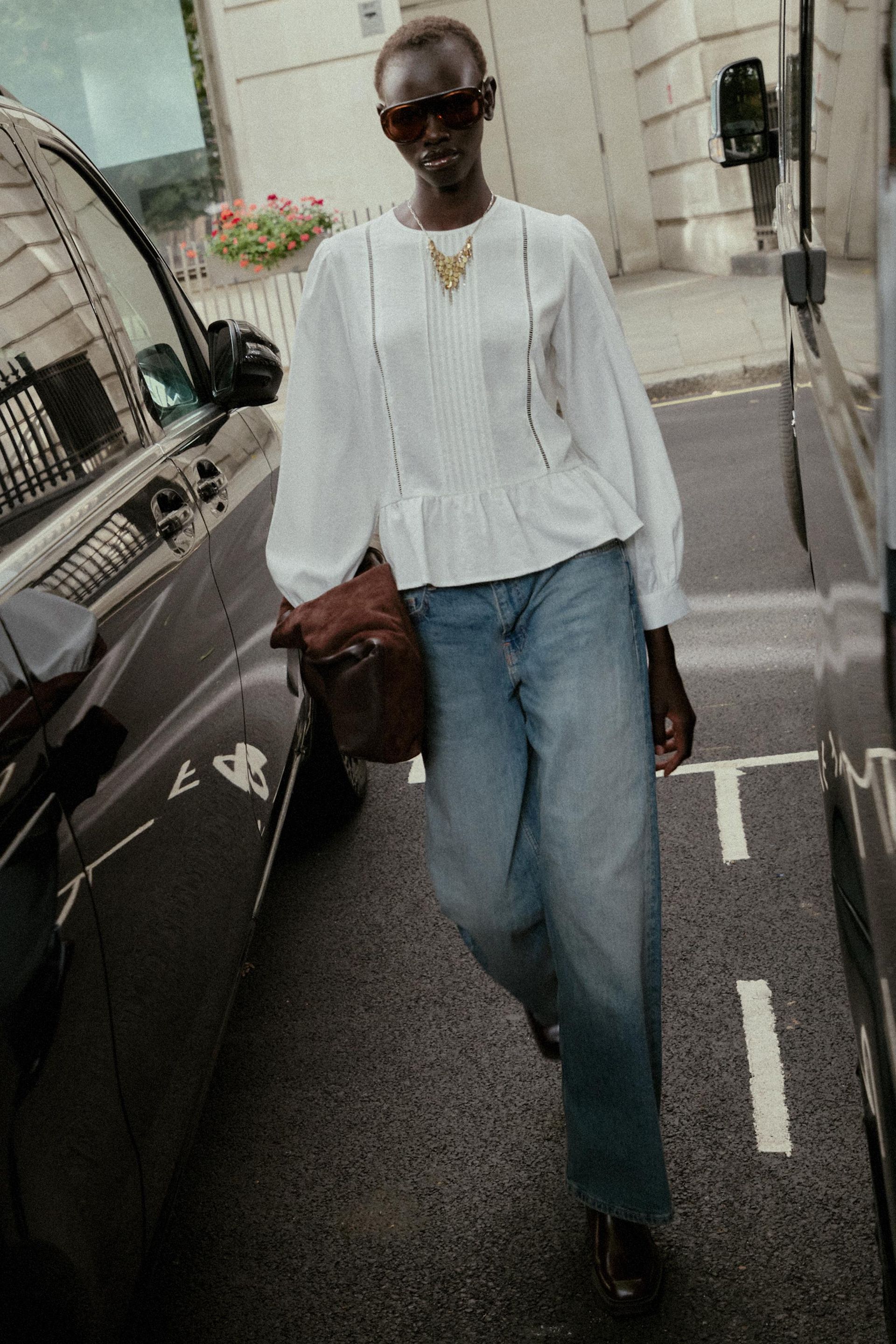 Ladder Stitch Peplum Blouse