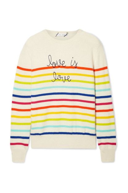 Lingua Franca Love Is Love Embroidered Cashmere Sweater