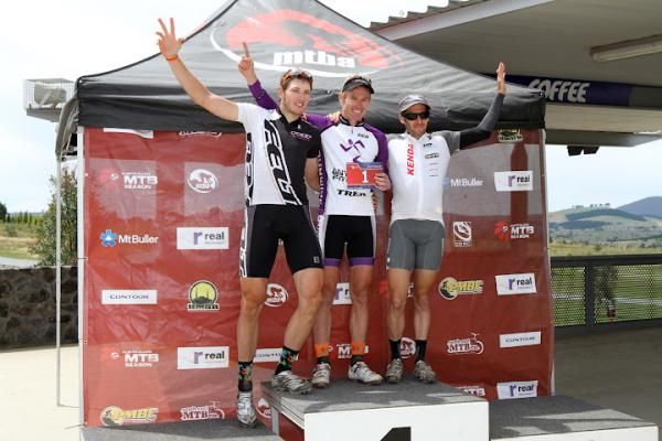 Elite men's podium: Paul van der Ploeg, Dan McConnell, Sid Taberlay