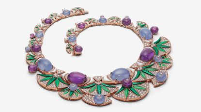 Bulgari pink and purple stone necklace