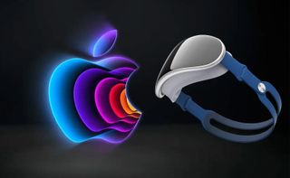 Apple VR render next to a glowing Apple logo