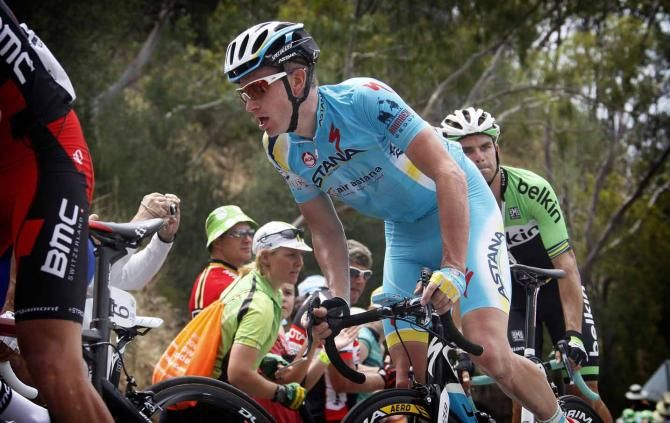 Lieuwe Westra (Astana) on Corkscrew Hill at the Tour Down Under.