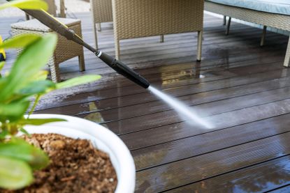 Cleaning a deck