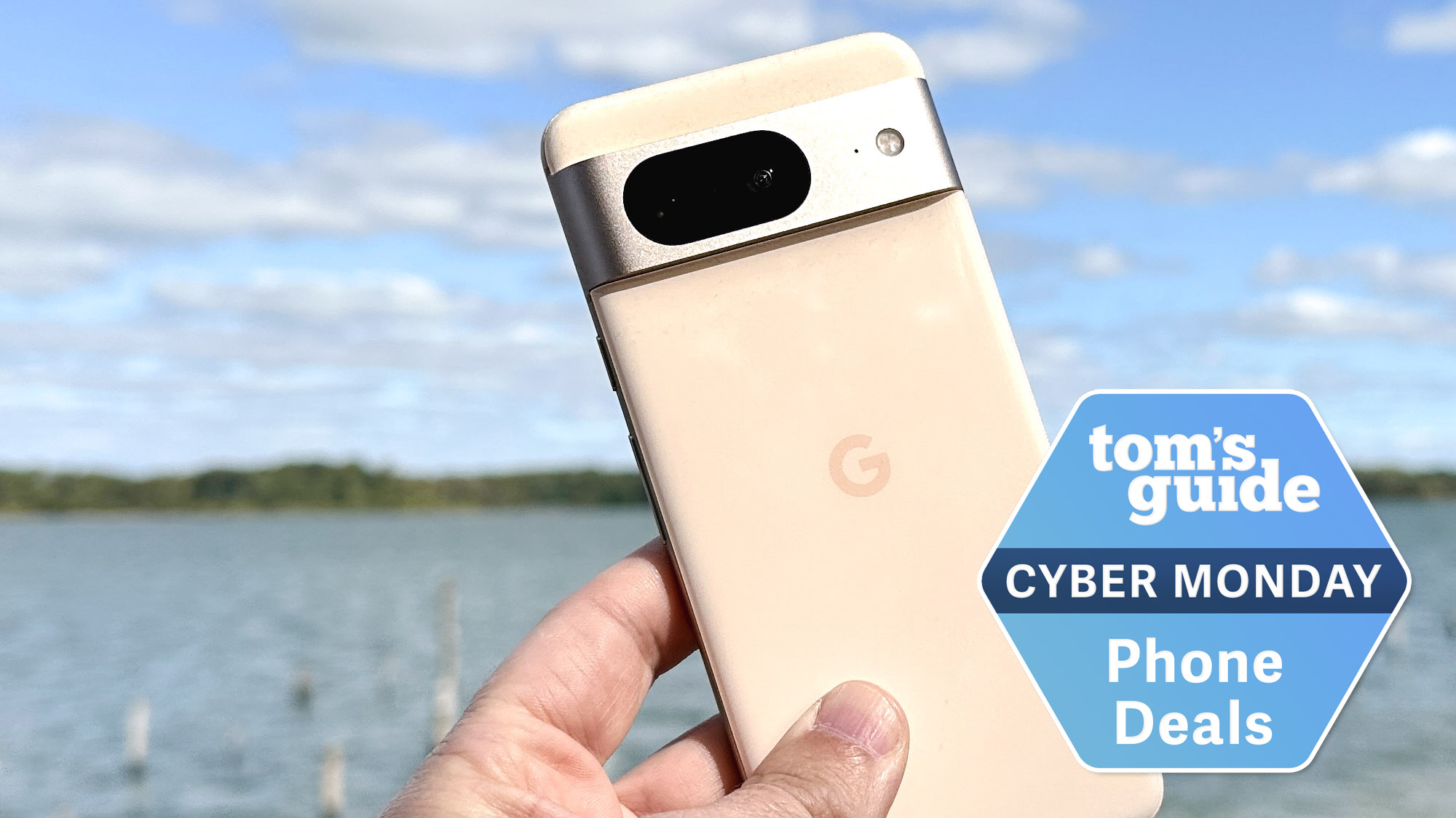 Google Pixel 8 with Tom's Guide Cyber Monday Phone Deals badge