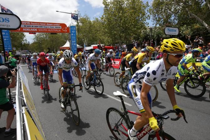 The riders roll out for stage six