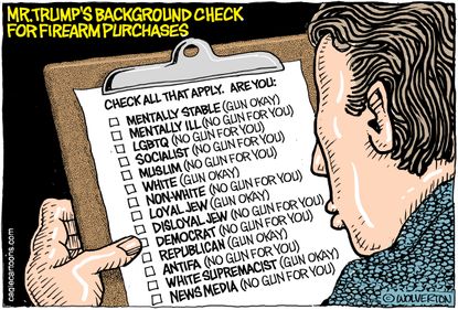 Political Cartoon Red Flag Laws Gun Control Background Check Racism