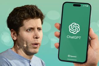 Sam Altman with ChatGPT on phone