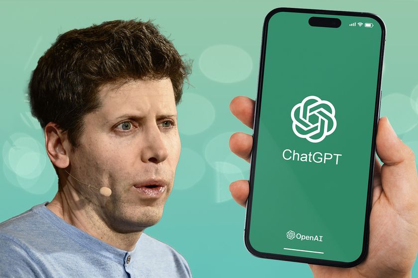 Sam Altman with ChatGPT on phone