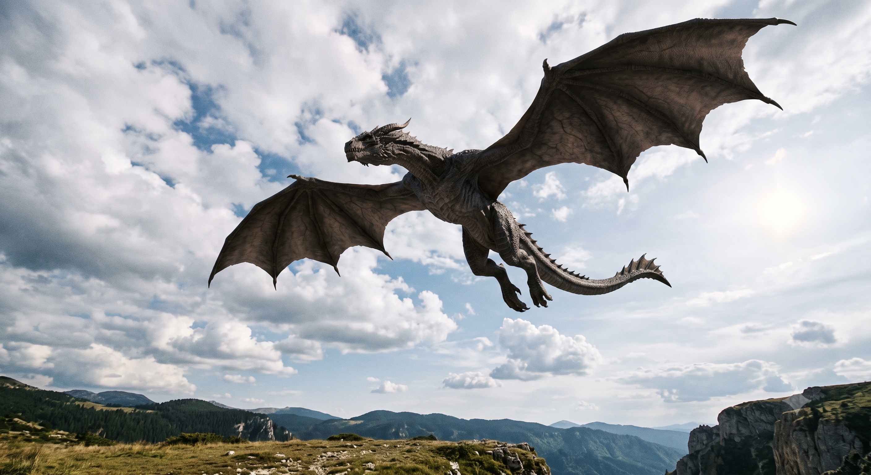 A dragon flying overhead.