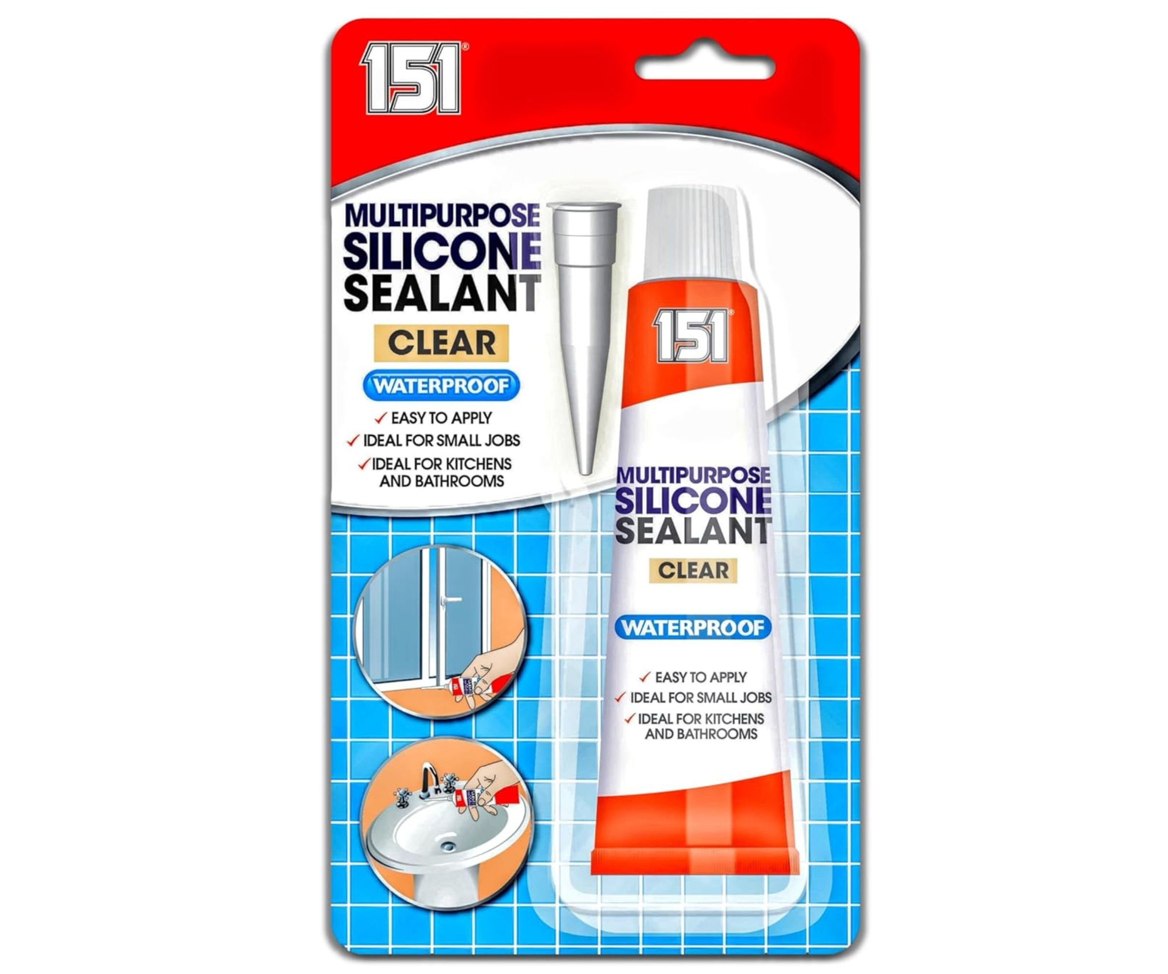 151 Clear Waterproof Silicone Sealant large product cut out on white background