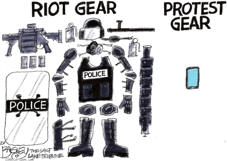 Editorial Cartoon U.S. Police riot protest gear