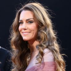 Kate Middleton attends the 2026 EE BAFTA Film Awards at The Royal Festival Hall on February 22, 2026 wearing a raspberry and rose Gucci gown